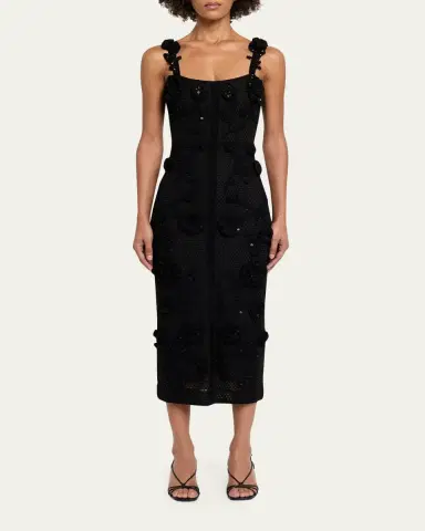 Carolina Herrera Sleeveless Floral Crochet Knit Midi Dress | Thumbnail 2 Carolina Herrera Sleeveless Floral Crochet Knit Midi Dress | Thumbnail 2