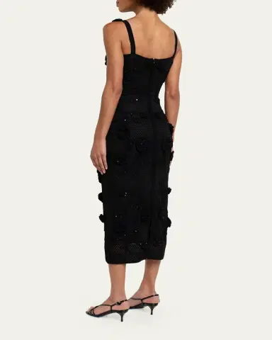 Carolina Herrera Sleeveless Floral Crochet Knit Midi Dress | Thumbnail 3 Carolina Herrera Sleeveless Floral Crochet Knit Midi Dress | Thumbnail 3