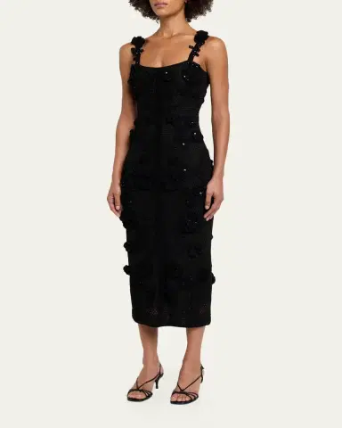 Carolina Herrera Sleeveless Floral Crochet Knit Midi Dress | Thumbnail 4 Carolina Herrera Sleeveless Floral Crochet Knit Midi Dress | Thumbnail 4