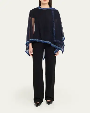 Giorgio Armani Embellished Edge Tulle Wrap Poncho | Thumbnail 2 Giorgio Armani Embellished Edge Tulle Wrap Poncho | Thumbnail 2
