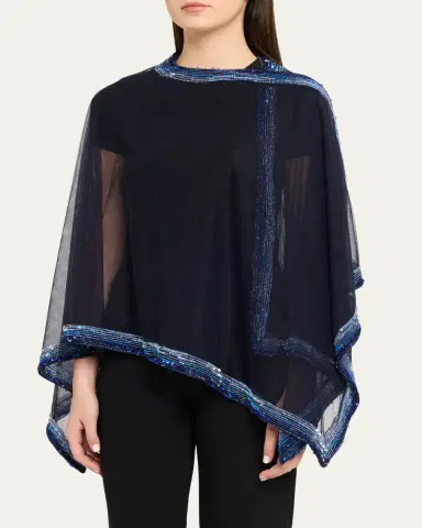 Giorgio Armani Embellished Edge Tulle Wrap Poncho | Thumbnail 4 Giorgio Armani Embellished Edge Tulle Wrap Poncho | Thumbnail 4