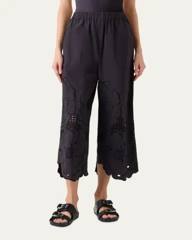 Akris punto Frey Flower Eyelet Pants in Cotton Poplin | Thumbnail 3 Akris punto Frey Flower Eyelet Pants in Cotton Poplin | Thumbnail 3