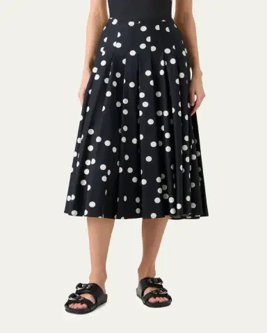 Akris punto Cotton Polka Dot Midi Skirt | Thumbnail 3 Akris punto Cotton Polka Dot Midi Skirt | Thumbnail 3