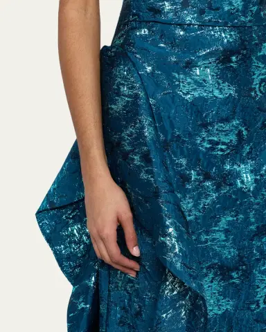 Rickie Freeman for Teri Jon Metallic Jacquard One-Shoulder Side-Ruffle Gown | Thumbnail 5 Rickie Freeman for Teri Jon Metallic Jacquard One-Shoulder Side-Ruffle Gown | Thumbnail 5