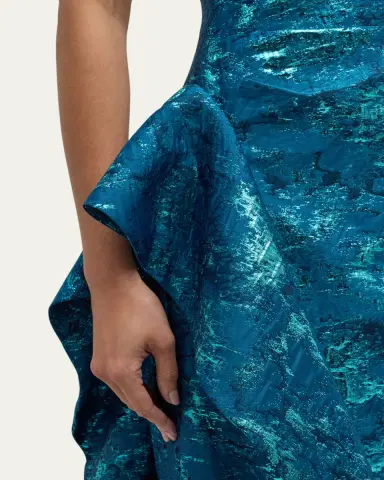 Rickie Freeman for Teri Jon Metallic Jacquard One-Shoulder Side-Ruffle Gown | Thumbnail 9 Rickie Freeman for Teri Jon Metallic Jacquard One-Shoulder Side-Ruffle Gown | Thumbnail 9