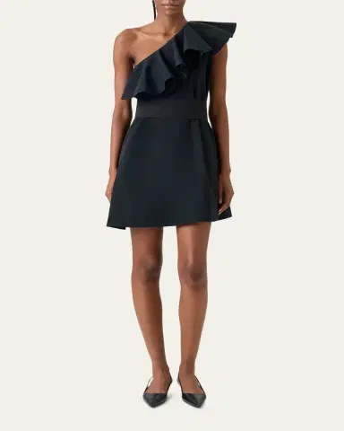 Akris punto Ruffle One-Shoulder Belted Mini Dress | Thumbnail 2 Akris punto Ruffle One-Shoulder Belted Mini Dress | Thumbnail 2