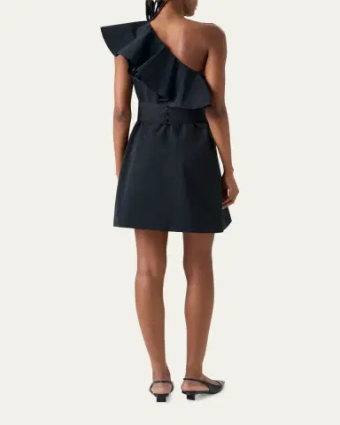 Akris punto Ruffle One-Shoulder Belted Mini Dress | Thumbnail 3 Akris punto Ruffle One-Shoulder Belted Mini Dress | Thumbnail 3