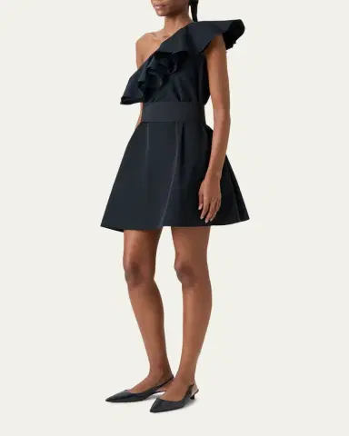 Akris punto Ruffle One-Shoulder Belted Mini Dress | Thumbnail 4 Akris punto Ruffle One-Shoulder Belted Mini Dress | Thumbnail 4