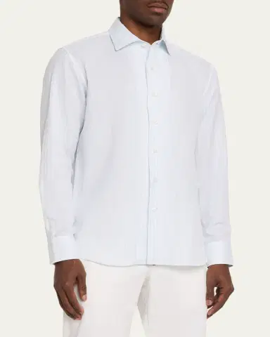 Brioni Men's Lyocell and Cotton Pinstripe Sport Shirt | Thumbnail 4 Brioni Men's Lyocell and Cotton Pinstripe Sport Shirt | Thumbnail 4