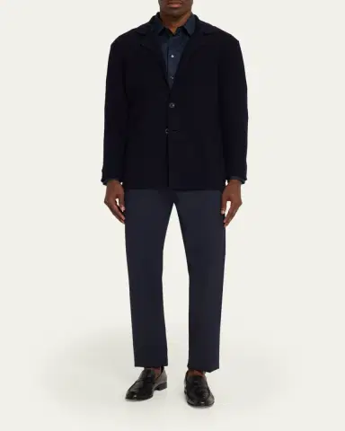 Giorgio Armani Men's Chevron Stitch Cotton Knit Blazer | Thumbnail 2 Giorgio Armani Men's Chevron Stitch Cotton Knit Blazer | Thumbnail 2