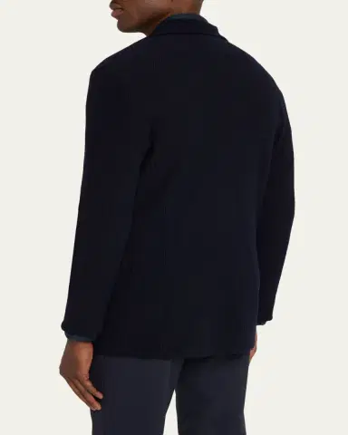 Giorgio Armani Men's Chevron Stitch Cotton Knit Blazer | Thumbnail 3 Giorgio Armani Men's Chevron Stitch Cotton Knit Blazer | Thumbnail 3