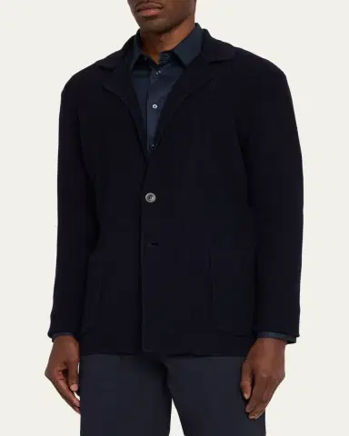 Giorgio Armani Men's Chevron Stitch Cotton Knit Blazer | Thumbnail 4 Giorgio Armani Men's Chevron Stitch Cotton Knit Blazer | Thumbnail 4