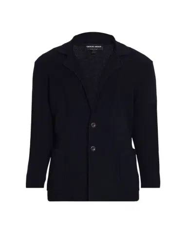 Giorgio Armani Men's Chevron Stitch Cotton Knit Blazer | Thumbnail 1 Giorgio Armani Men's Chevron Stitch Cotton Knit Blazer | Thumbnail 1