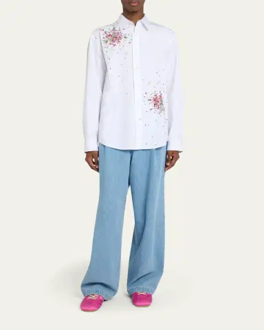 Dries Van Noten Men's Firework Embellished Cotton Poplin Shirt | Thumbnail 2 Dries Van Noten Men's Firework Embellished Cotton Poplin Shirt | Thumbnail 2