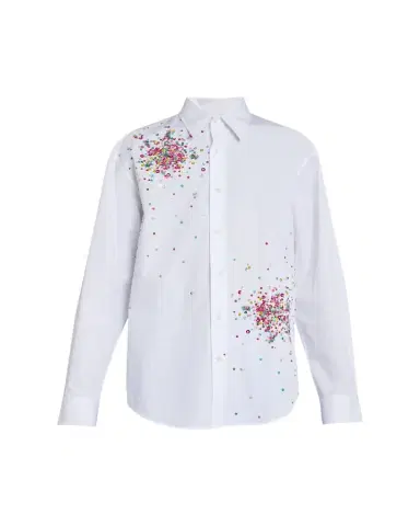 Dries Van Noten Men's Firework Embellished Cotton Poplin Shirt | Thumbnail 1 Dries Van Noten Men's Firework Embellished Cotton Poplin Shirt | Thumbnail 1