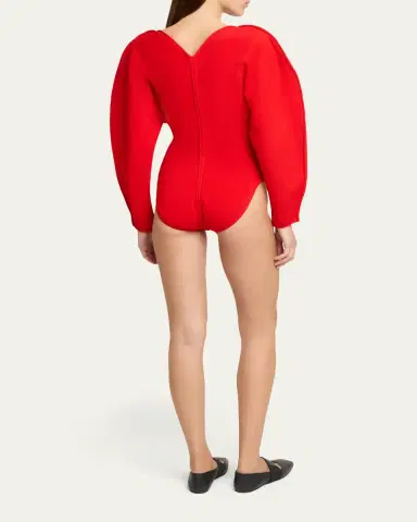 Givenchy Puff-Sleeve Deep V-Neck Bodysuit | Thumbnail 3 Givenchy Puff-Sleeve Deep V-Neck Bodysuit | Thumbnail 3