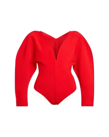 Givenchy Puff-Sleeve Deep V-Neck Bodysuit | Thumbnail 1 Givenchy Puff-Sleeve Deep V-Neck Bodysuit | Thumbnail 1