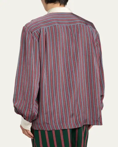 Dries Van Noten Men's Striped Viscose-Blend Shirt | Thumbnail 3 Dries Van Noten Men's Striped Viscose-Blend Shirt | Thumbnail 3