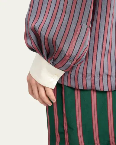 Dries Van Noten Men's Striped Viscose-Blend Shirt | Thumbnail 5 Dries Van Noten Men's Striped Viscose-Blend Shirt | Thumbnail 5