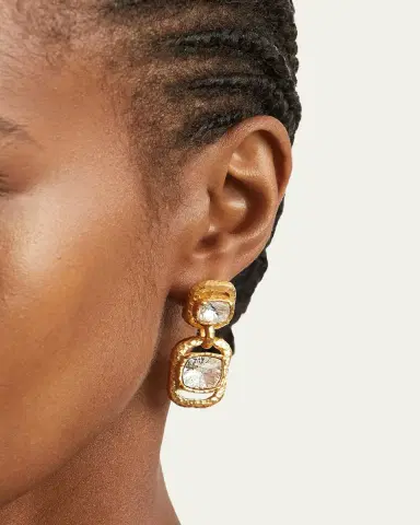 Oscar de la Renta Rectangle Crystal Double Drop Earrings | Thumbnail 2 Oscar de la Renta Rectangle Crystal Double Drop Earrings | Thumbnail 2