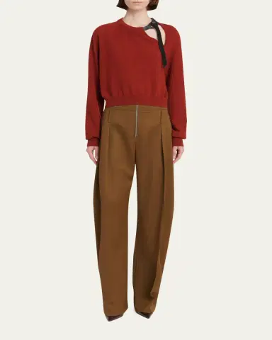 Ferragamo Leather-Strap Cutout Cashmere Sweater | Thumbnail 2 Ferragamo Leather-Strap Cutout Cashmere Sweater | Thumbnail 2