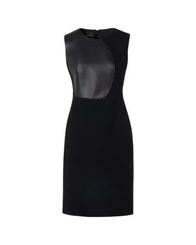 Akris Wool and Orbit Leather Sleeveless Sheath Dress | Thumbnail 1 Akris Wool and Orbit Leather Sleeveless Sheath Dress | Thumbnail 1