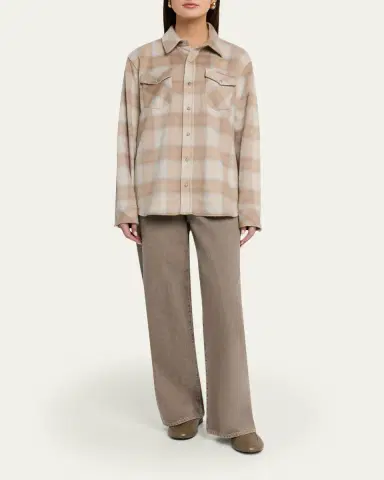 God’s True Cashmere Champagne Tartan Button-Front Cashmere Shirt | Thumbnail 2 God’s True Cashmere Champagne Tartan Button-Front Cashmere Shirt | Thumbnail 2