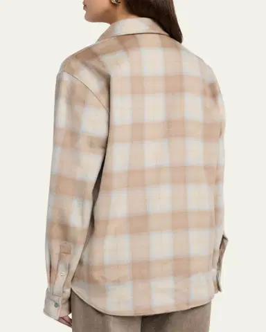 God’s True Cashmere Champagne Tartan Button-Front Cashmere Shirt | Thumbnail 3 God’s True Cashmere Champagne Tartan Button-Front Cashmere Shirt | Thumbnail 3