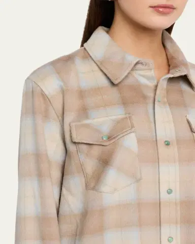 God’s True Cashmere Champagne Tartan Button-Front Cashmere Shirt | Thumbnail 5 God’s True Cashmere Champagne Tartan Button-Front Cashmere Shirt | Thumbnail 5