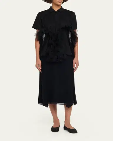 Noir Kei Ninomiya Tiered Tulle Polo Shirt | Thumbnail 2 Noir Kei Ninomiya Tiered Tulle Polo Shirt | Thumbnail 2