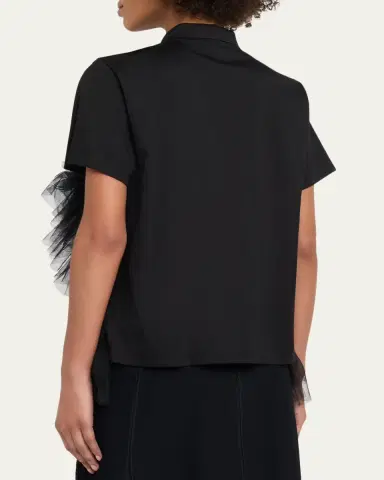 Noir Kei Ninomiya Tiered Tulle Polo Shirt | Thumbnail 3 Noir Kei Ninomiya Tiered Tulle Polo Shirt | Thumbnail 3