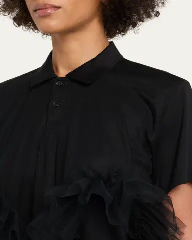 Noir Kei Ninomiya Tiered Tulle Polo Shirt | Thumbnail 5 Noir Kei Ninomiya Tiered Tulle Polo Shirt | Thumbnail 5