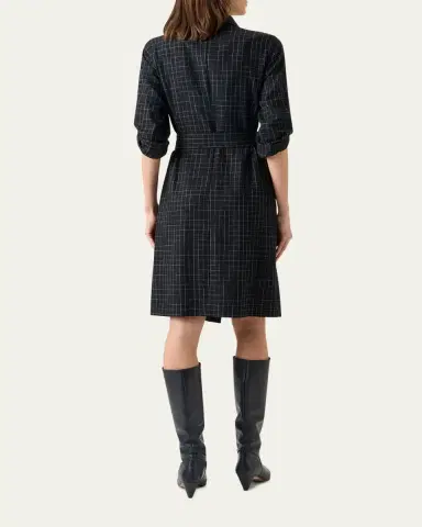 Akris punto Squared Grid Belted Shirtdress | Thumbnail 3 Akris punto Squared Grid Belted Shirtdress | Thumbnail 3