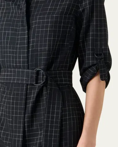 Akris punto Squared Grid Belted Shirtdress | Thumbnail 5 Akris punto Squared Grid Belted Shirtdress | Thumbnail 5