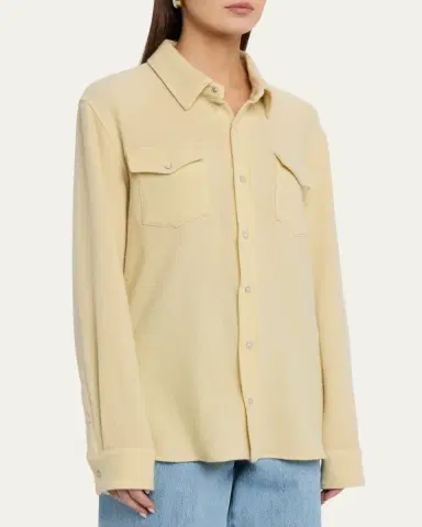 God's True Cashmere Daffodil Solid Cashmere Button-Front Shirt | Thumbnail 4 God's True Cashmere Daffodil Solid Cashmere Button-Front Shirt | Thumbnail 4