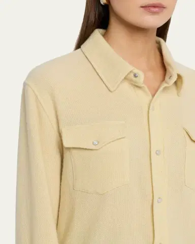 God's True Cashmere Daffodil Solid Cashmere Button-Front Shirt | Thumbnail 5 God's True Cashmere Daffodil Solid Cashmere Button-Front Shirt | Thumbnail 5