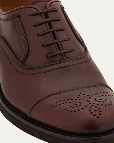 Ferragamo Men's Sebastiano Brogue Calf Leather Oxfords | Thumbnail 4 Ferragamo Men's Sebastiano Brogue Calf Leather Oxfords | Thumbnail 4