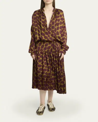 Dries Van Noten Denvo Tiered Polka-Dot Midi Dress | Thumbnail 2 Dries Van Noten Denvo Tiered Polka-Dot Midi Dress | Thumbnail 2