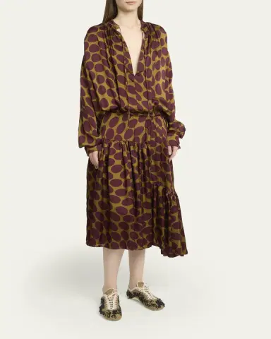 Dries Van Noten Denvo Tiered Polka-Dot Midi Dress | Thumbnail 4 Dries Van Noten Denvo Tiered Polka-Dot Midi Dress | Thumbnail 4
