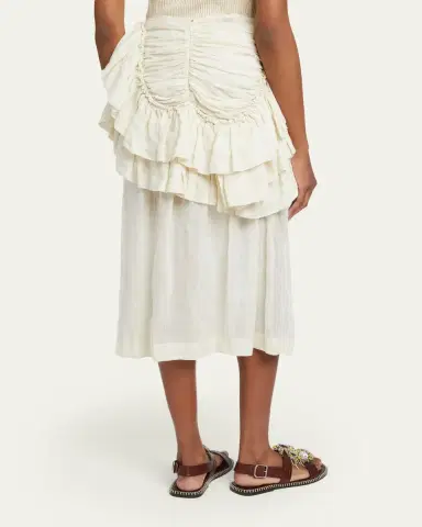 Dries Van Noten Shelby Draped Ruffle Ramie Midi Skirt | Thumbnail 3 Dries Van Noten Shelby Draped Ruffle Ramie Midi Skirt | Thumbnail 3