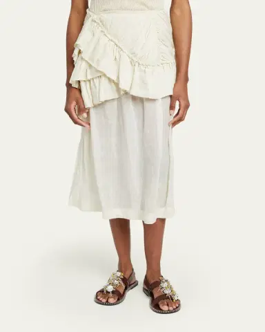 Dries Van Noten Shelby Draped Ruffle Ramie Midi Skirt | Thumbnail 4 Dries Van Noten Shelby Draped Ruffle Ramie Midi Skirt | Thumbnail 4