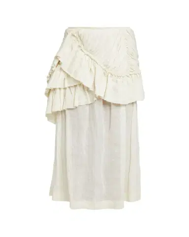 Dries Van Noten Shelby Draped Ruffle Ramie Midi Skirt | Thumbnail 1 Dries Van Noten Shelby Draped Ruffle Ramie Midi Skirt | Thumbnail 1