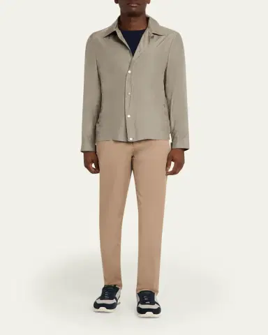 Brunello Cucinelli Men's Silk Blend Snap-Front Shirt Jacket | Thumbnail 2 Brunello Cucinelli Men's Silk Blend Snap-Front Shirt Jacket | Thumbnail 2