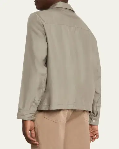Brunello Cucinelli Men's Silk Blend Snap-Front Shirt Jacket | Thumbnail 3 Brunello Cucinelli Men's Silk Blend Snap-Front Shirt Jacket | Thumbnail 3