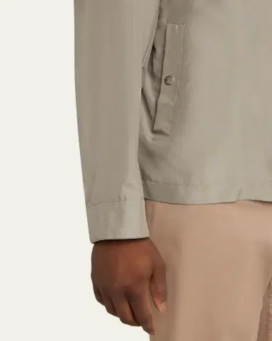 Brunello Cucinelli Men's Silk Blend Snap-Front Shirt Jacket | Thumbnail 5 Brunello Cucinelli Men's Silk Blend Snap-Front Shirt Jacket | Thumbnail 5