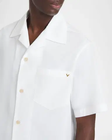 Valentino Garavani Men's Cotton Poplin Camp Shirt | Thumbnail 4 Valentino Garavani Men's Cotton Poplin Camp Shirt | Thumbnail 4