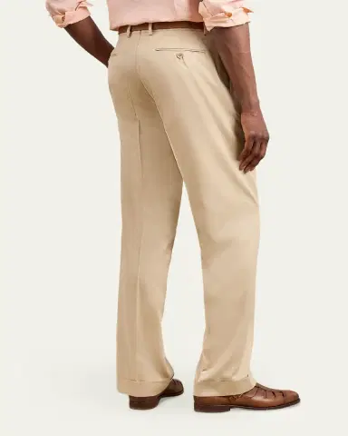Ralph Lauren Purple Label Men's Silk Gabardine Pleated Straight-Leg Trousers | Thumbnail 3 Ralph Lauren Purple Label Men's Silk Gabardine Pleated Straight-Leg Trousers | Thumbnail 3