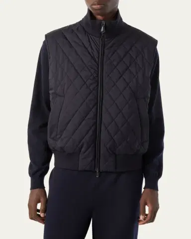 Loro Piana Men's Nylon Quilted Full-Zip Vest | Thumbnail 4 Loro Piana Men's Nylon Quilted Full-Zip Vest | Thumbnail 4