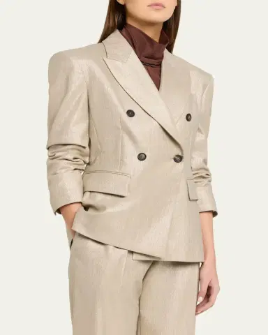 Brunello Cucinelli Bold Shoulder Double-Breasted Jacket | Thumbnail 4 Brunello Cucinelli Bold Shoulder Double-Breasted Jacket | Thumbnail 4