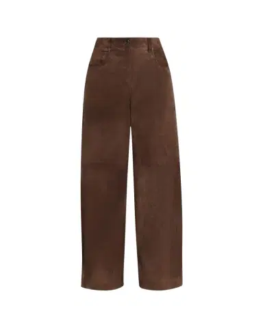 Brunello Cucinelli Suede Relaxed Wide-Leg Pants | Thumbnail 1 Brunello Cucinelli Suede Relaxed Wide-Leg Pants | Thumbnail 1
